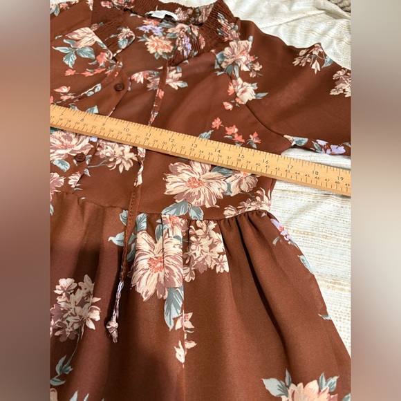 American Eagle long sleeve brown floral mini dress size xs - Picture 11 of 14